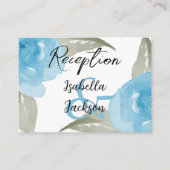 Blue Watercolor Floral - Reception Informatiekaartje (Voorkant)