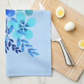 Blue Watercolor Flower Theedoek (Quarter Fold)