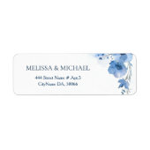 Blue Watercolor Flower |  Wedding Etiket (Voorkant)