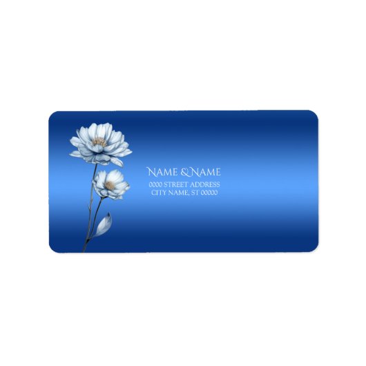 Blue Watercolor Flowers Address Label (Voorkant)