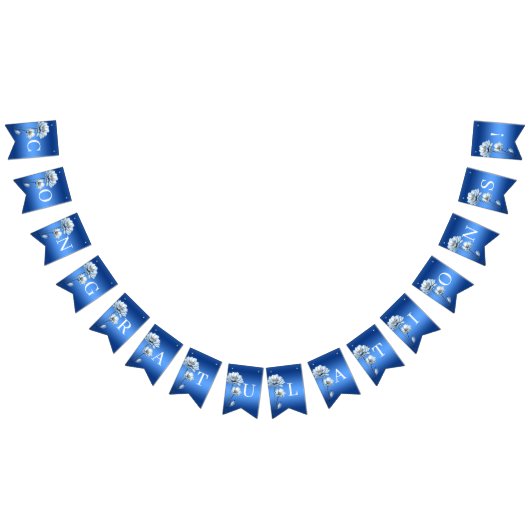 Blue Watercolor Flowers Bunting Flag Vlaggetjes (Alle)