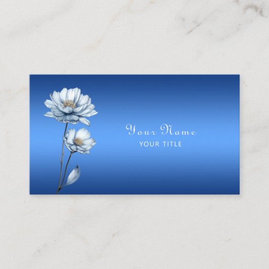 Blue Watercolor Flowers Business Card Visitekaartje (Voorkant)