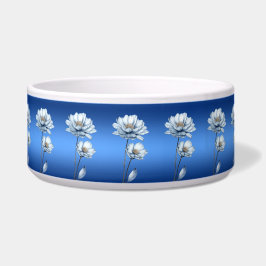 Blue Watercolor Flowers Ceramic Pet Bowl Voerbakje