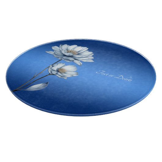Blue Watercolor Flowers Cutting Board Snijplank (Hoek)