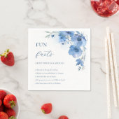 Blue Watercolor Flowers Fun Facts Wedding Servet (Insitu)