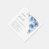 Blue Watercolor Flowers Fun Facts Wedding Servet (Hoek)