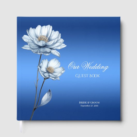 Blue Watercolor Flowers Guest Book Gastenboek (Voorkant)