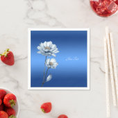 Blue Watercolor Flowers Napkins Servet (Insitu)