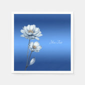 Blue Watercolor Flowers Napkins Servet (Voorkant)