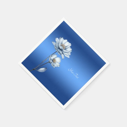 Blue Watercolor Flowers Napkins Servet (Hoek)