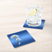 Blue Watercolor Flowers Paper Coaster Kartonnen Onderzetters (Insitu)