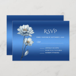 Blue Watercolor Flowers RSVP Card