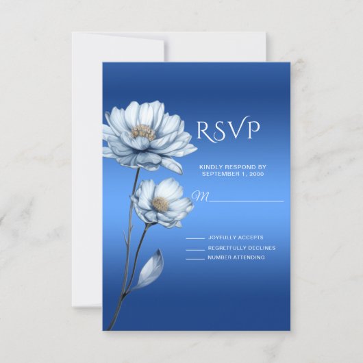 Blue Watercolor Flowers RSVP Card Kaartje (Voorkant)