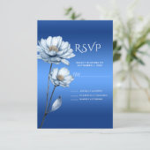 Blue Watercolor Flowers RSVP Card Kaartje (Staand voorkant)