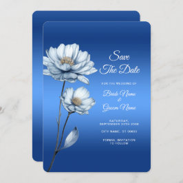 Blue Watercolor Flowers Save The Date