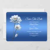 Blue Watercolor Flowers Save The Date (Voorkant)