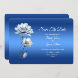 Blue Watercolor Flowers Save The Date