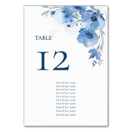 Blue Watercolor Flowers Seating Chart Kaart