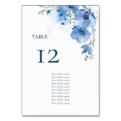 Blue Watercolor Flowers Seating Chart Kaart (Achterkant)