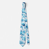 Blue watercolor flowers stropdas (Voorkant)