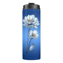 Blue Watercolor Flowers Thermal Tumbler Thermosbeker