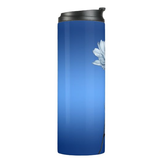 Blue Watercolor Flowers Thermal Tumbler Thermosbeker (Gedraaid links)