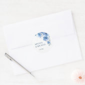 Blue Watercolor Flowers Wedding Ronde Sticker (Envelop)