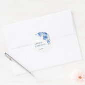 Blue Watercolor Flowers Wedding Ronde Sticker (Envelop)