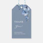 Blue Watercolor Flowers Wedding Thank You Cadeaulabel (Achterkant)