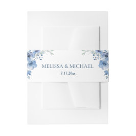 Blue Watercolor Flowers Wedding Uitnodigingen Wikkel