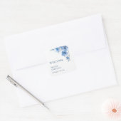 Blue Watercolor Flowers Wedding Welcome Vierkante Sticker (Envelop)
