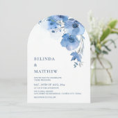 Blue Watercolor Flowers White Arch Kaart (Staand voorkant)