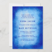 Blue Watercolor Frame Custom PHOTO Bar Bat Mitzvah Kaart (Voorkant)