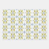 Blue Watercolor French Country Lemon Inpakpapier Vel (Voorkant)