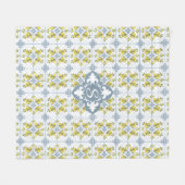 Blue Watercolor French Country Lemon Name Monogram Fleece Deken (Voorkant (Horizontaal))