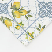 Blue Watercolor French Country Lemon Name Monogram Fleece Deken (Hoek)