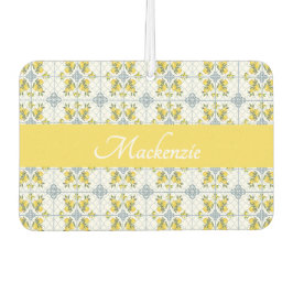 Blue Watercolor French Country Lemon Name Monogram Luchtverfrisser