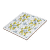 Blue Watercolor French Country Lemon Tegeltje (Zijkant)