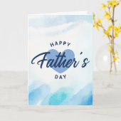 Blue Watercolor Happy Father’s Day Minimalist Kaart (Gele Bloem)