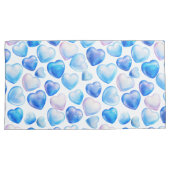 Blue Watercolor Heart King Pillowcases – Set of 2 Kussensloop (Voorkant-Rechts)