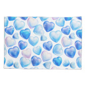 Blue Watercolor Heart Pattern Pillowcase Kussensloop (Achterkant)