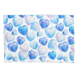 Blue Watercolor Heart Pattern Pillowcase Kussensloop