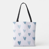 Blue Watercolor Hearts Tote Bag  (Achterkant)