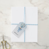 Blue Watercolor Hot Air Balloon Boy Baby Shower Cadeaulabel (Met Touw)