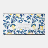 Blue Watercolor Lemon Bureaumat (Keyboard & Muis)