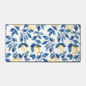 Blue Watercolor Lemon Bureaumat (Voorkant)