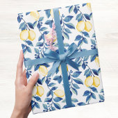 Blue Watercolor Lemon Cadeaupapier
