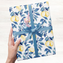Blue Watercolor Lemon Cadeaupapier