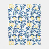 Blue Watercolor Lemon Fleece Deken (Voorkant)