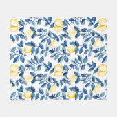 Blue Watercolor Lemon Fleece Deken (Voorkant (Horizontaal))
